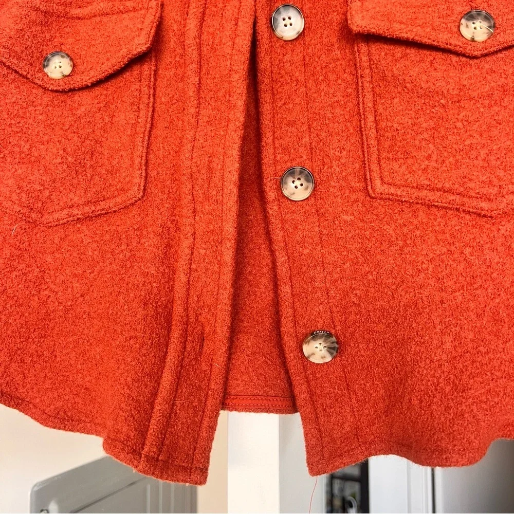 Aritzia Wilfred The Ganna Cropped Shirt Jacket/Shacket- Orange- Size S - Picture 4 of 12